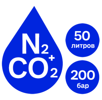 Биомикс в баллоне 50 л 200 бар, N2+CO2 30% ТУ
